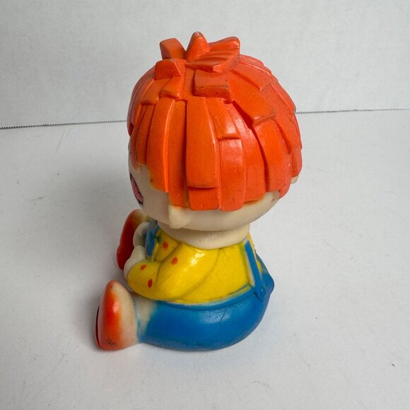 Vintage Raggedy Andy Style Squeak Toy Japan Rubber Boy Doll Red Hair 5.5" - Picture 5 of 8